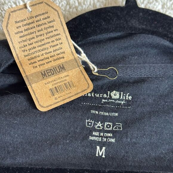 Natural Life Jumpsuit Womens size M slouchy Black oversized Drop Waist Boho New - Picture 10 of 10